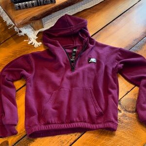 Maroon Quarter-Zip Fleece Hoodie